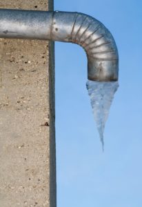 pipe with frozen water in it