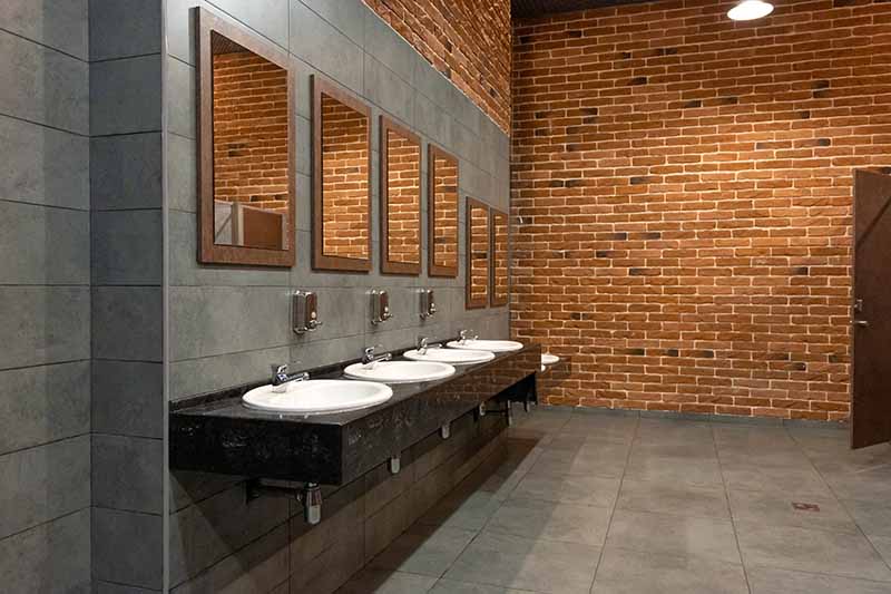 commercial bathroom sinks and mirrors